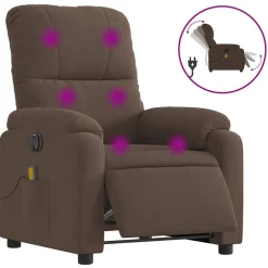 Stoelen*vidaXL Massagestoel elektrisch verstelbaar microvezelstof Bruin