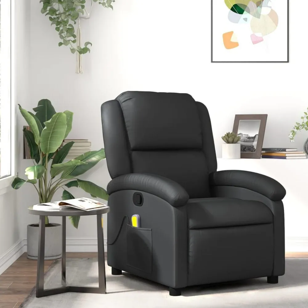 Massagestoel van echt leer,>vidaXL Discount