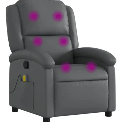 Stoelen*vidaXL Massagestoel van kunstleer Grijs