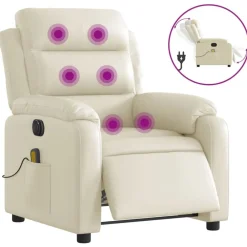 Stoelen*vidaXL Massagestoel verstelbaar elektrisch kunstleer crèmekleurig Crème