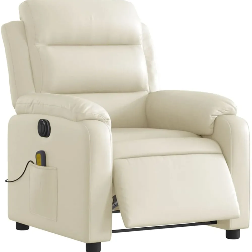 Stoelen*vidaXL Massagestoel verstelbaar elektrisch kunstleer crèmekleurig Crème