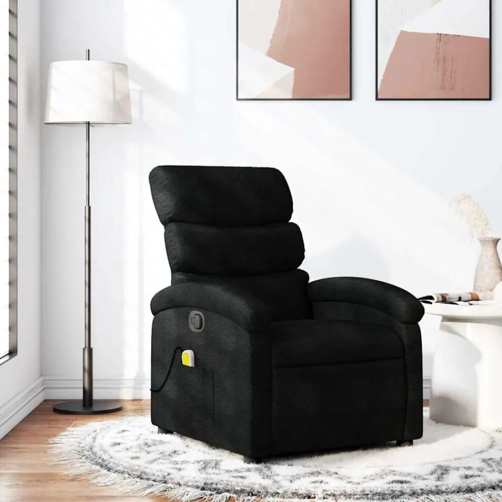 Stoelen*vidaXL Massagestoel verstelbaar stof Zwart