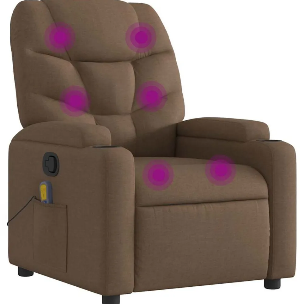 Stoelen*vidaXL Massagestoel verstelbaar stof Bruin