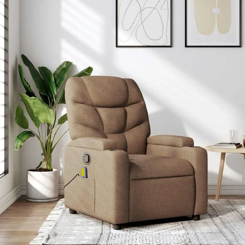 Stoelen*vidaXL Massagestoel verstelbaar stof Bruin