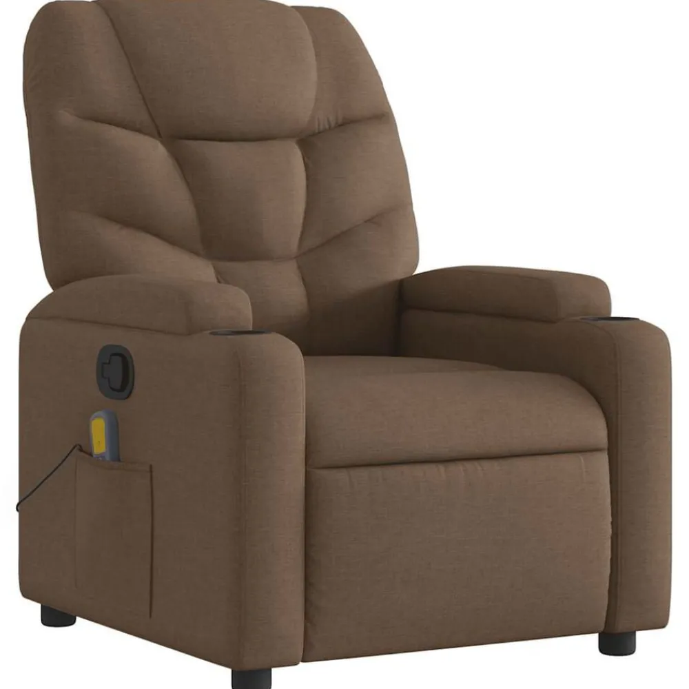 Stoelen*vidaXL Massagestoel verstelbaar stof Bruin