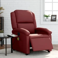 Stoelen*vidaXL Massagestoel verstelbaar elektrisch kunstleer Wijnrood