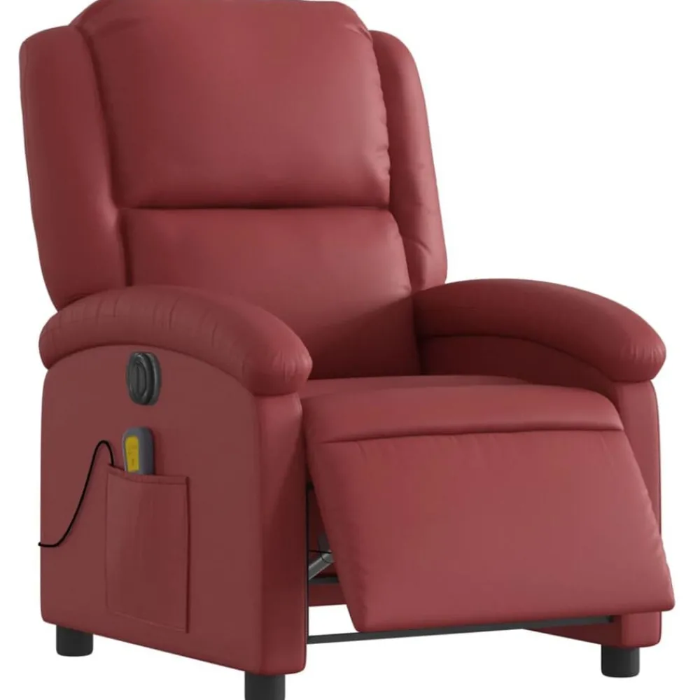 Stoelen*vidaXL Massagestoel verstelbaar elektrisch kunstleer Wijnrood