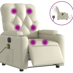 Stoelen*vidaXL Massagestoel verstelbaar elektrisch kunstleer crèmekleurig Crème