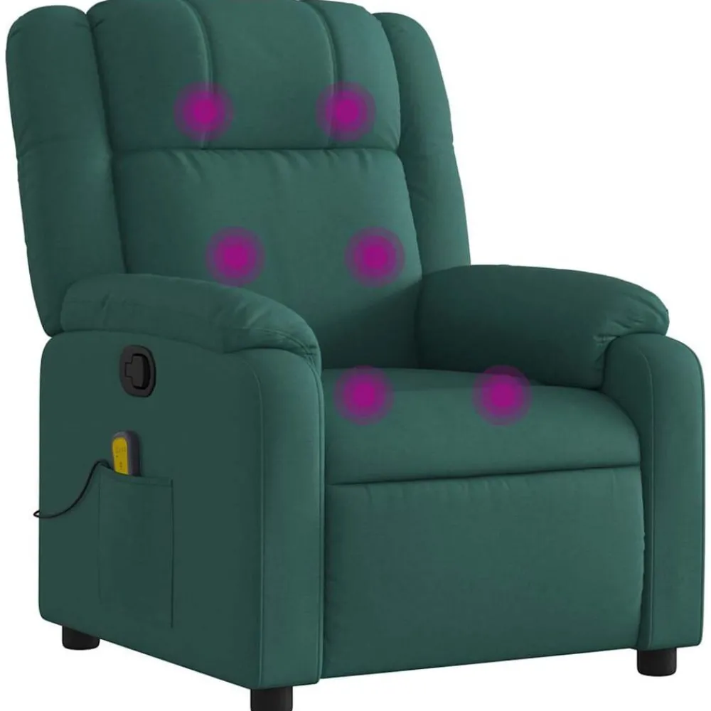 Stoelen*vidaXL Massagestoel verstelbaar stof Donkergroen