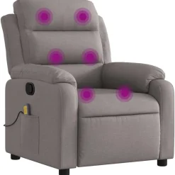 Stoelen*vidaXL Massagestoel verstelbaar stof Taupe