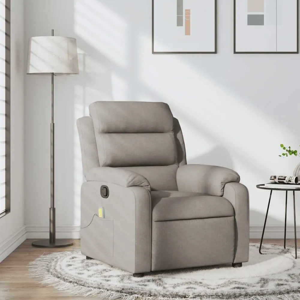 Stoelen*vidaXL Massagestoel verstelbaar stof Taupe