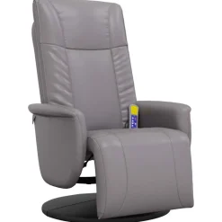 Stoelen*vidaXL Massagestoel verstelbaar met voetensteun kunstleer Grijs