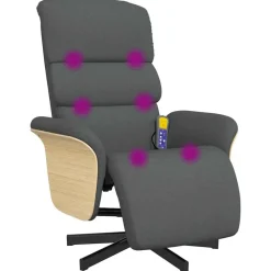 Stoelen*vidaXL Massagestoel verstelbaar met voetensteun stof Donkergrijs
