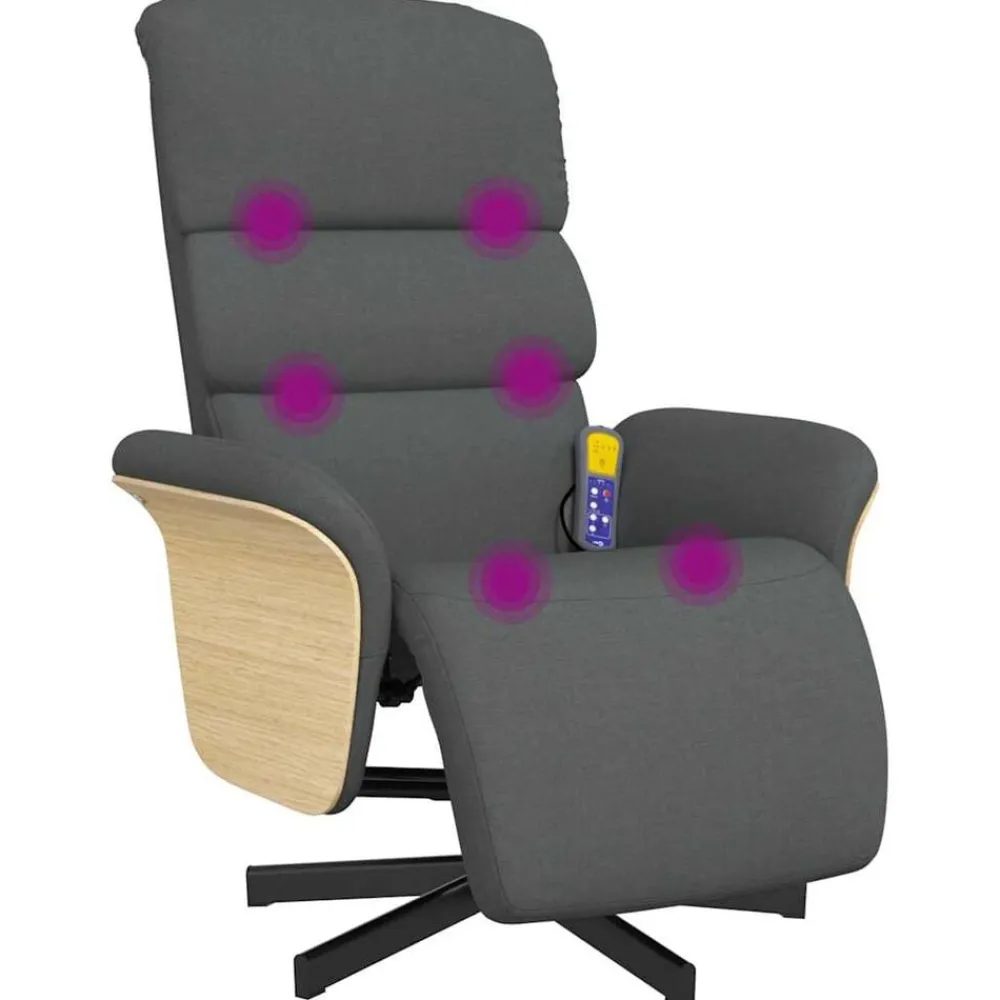 Stoelen*vidaXL Massagestoel verstelbaar met voetensteun stof Donkergrijs