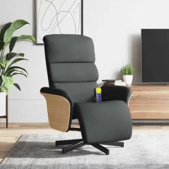 Stoelen*vidaXL Massagestoel verstelbaar met voetensteun stof Donkergrijs