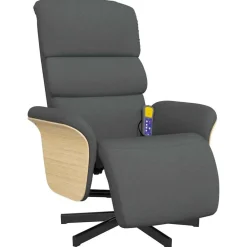 Stoelen*vidaXL Massagestoel verstelbaar met voetensteun stof Donkergrijs