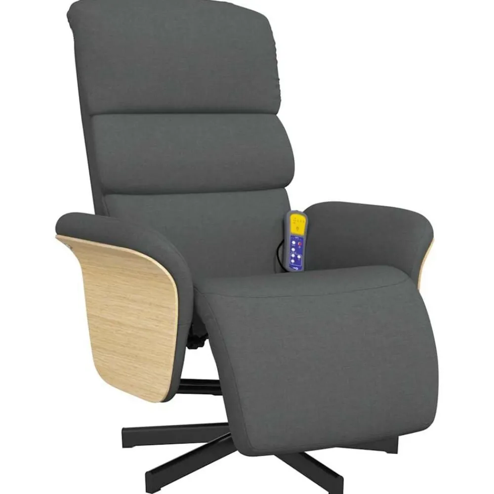 Stoelen*vidaXL Massagestoel verstelbaar met voetensteun stof Donkergrijs