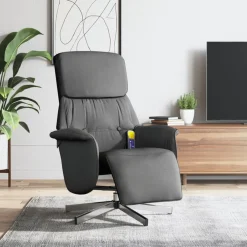 Stoelen*vidaXL Massagestoel verstelbaar met voetensteun stof Donkergrijs