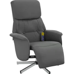 Stoelen*vidaXL Massagestoel verstelbaar met voetensteun stof Donkergrijs