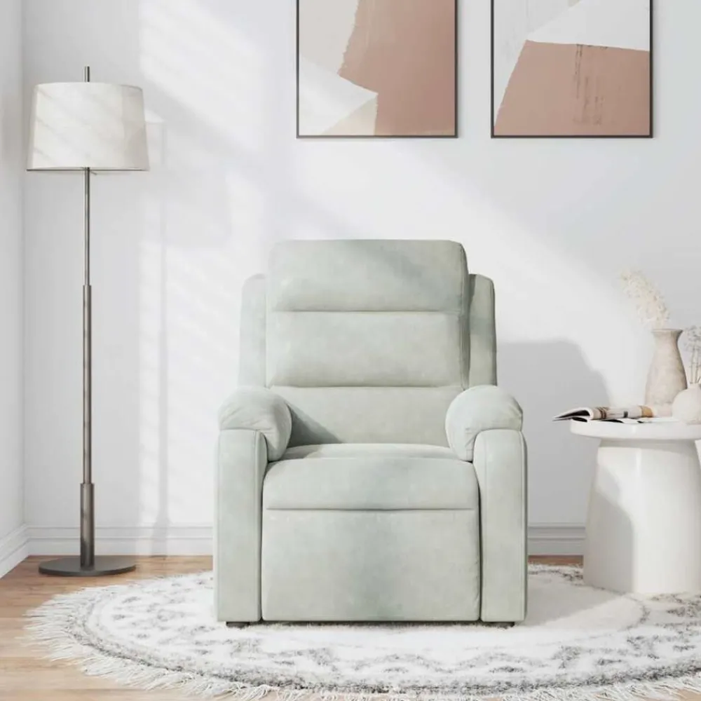 Stoelen*vidaXL Massagestoel verstelbaar fluweel Lichtgrijs