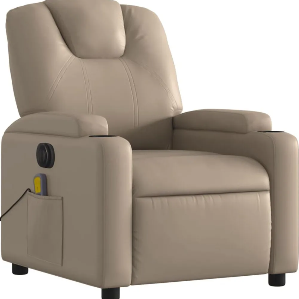 Stoelen*vidaXL Massagestoel verstelbaar elektrisch kunstleer kleurig Cappuccino