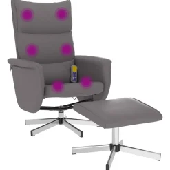 Stoelen*vidaXL Massagestoel verstelbaar met voetenbankje kunstleer Grijs