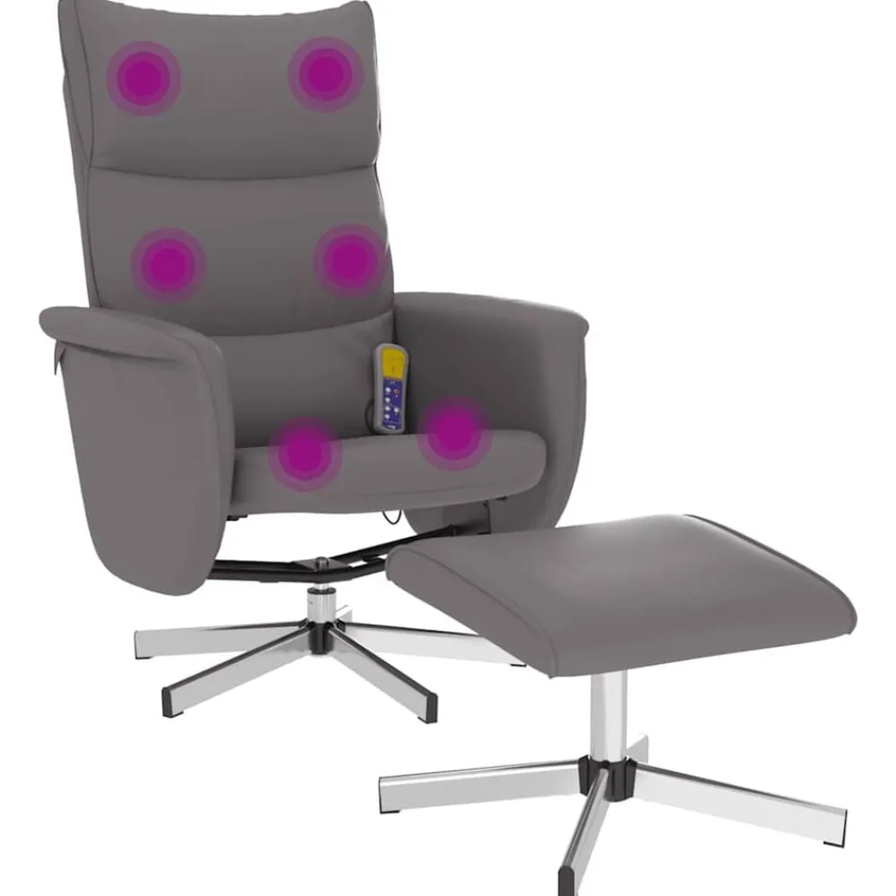 Stoelen*vidaXL Massagestoel verstelbaar met voetenbankje kunstleer Grijs