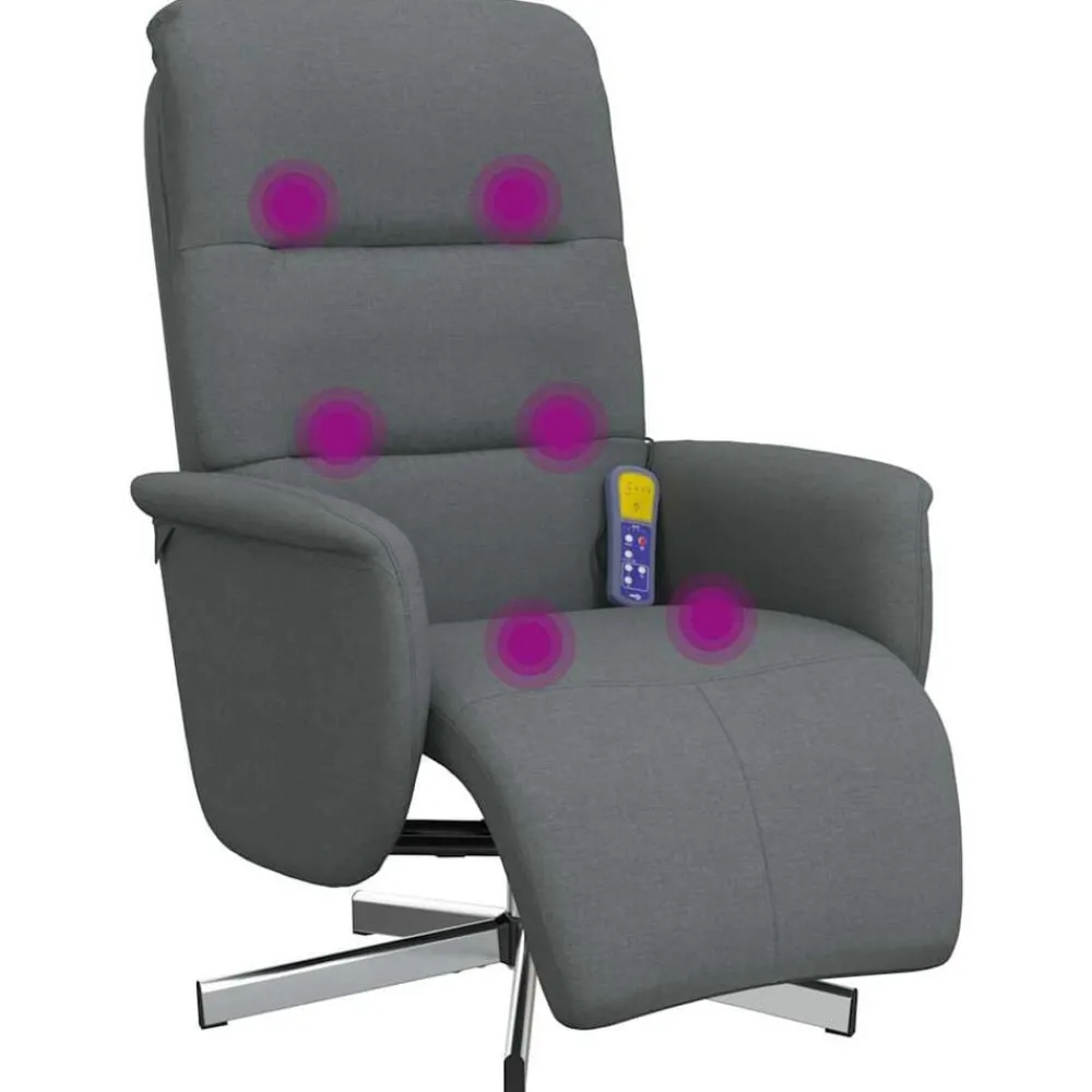 Stoelen*vidaXL Massagestoel verstelbaar met voetensteun stof Donkergrijs