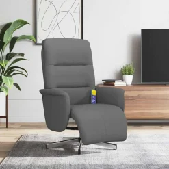 Stoelen*vidaXL Massagestoel verstelbaar met voetensteun stof Donkergrijs