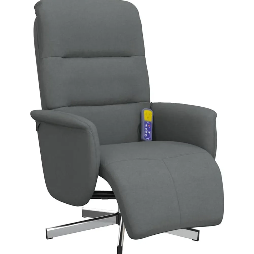 Stoelen*vidaXL Massagestoel verstelbaar met voetensteun stof Donkergrijs