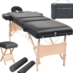 Massagetafel- en krukset inklapbaar 3 zones 10 cm dik wit>vidaXL Discount