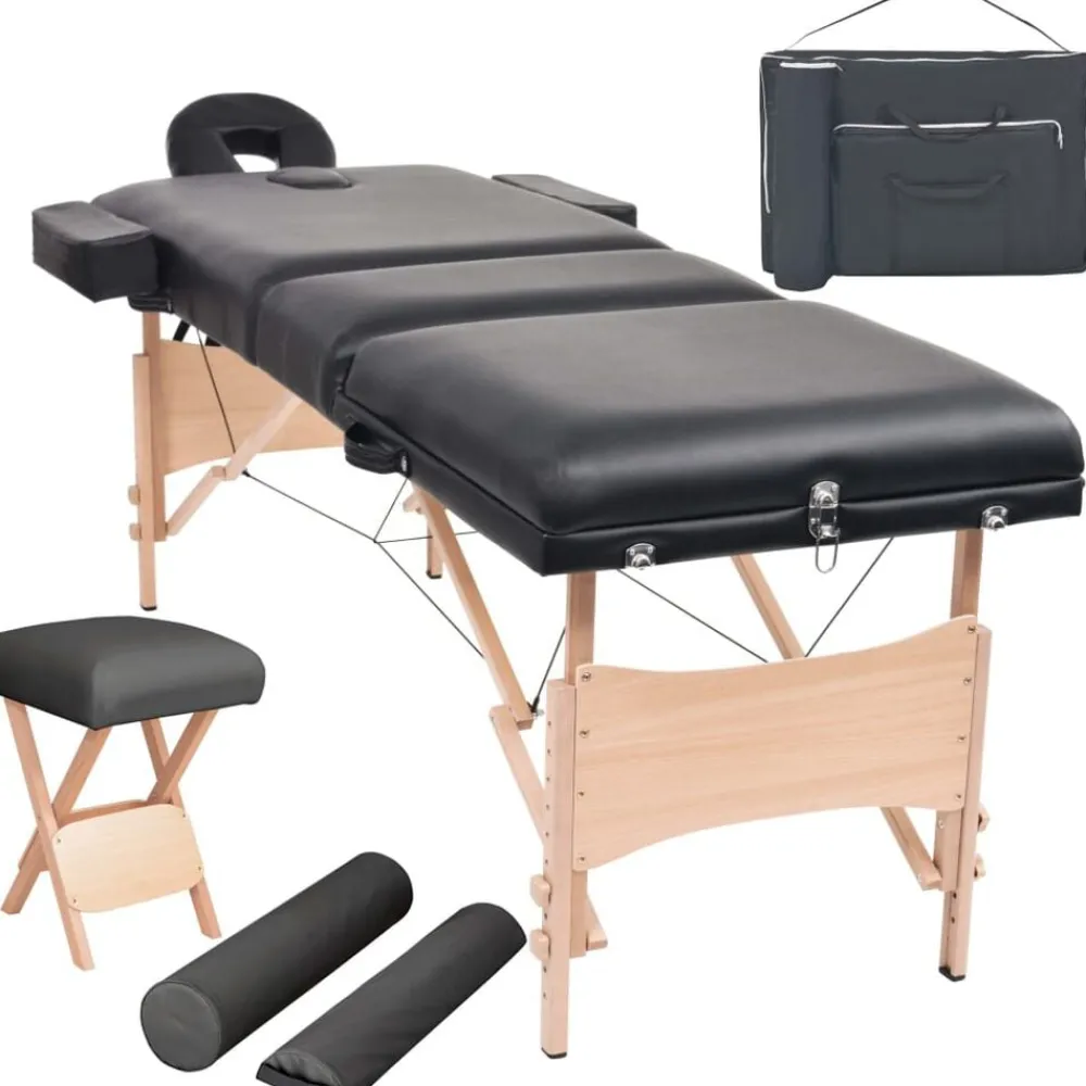 Massagetafel- en krukset inklapbaar 3 zones 10 cm dik wit>vidaXL Discount