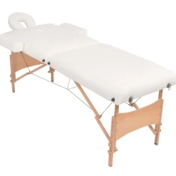 Uiterlijk & Gezondheid*vidaXL Massagetafel- en krukset inklapbaar 2 zones 10 cm dik Wit