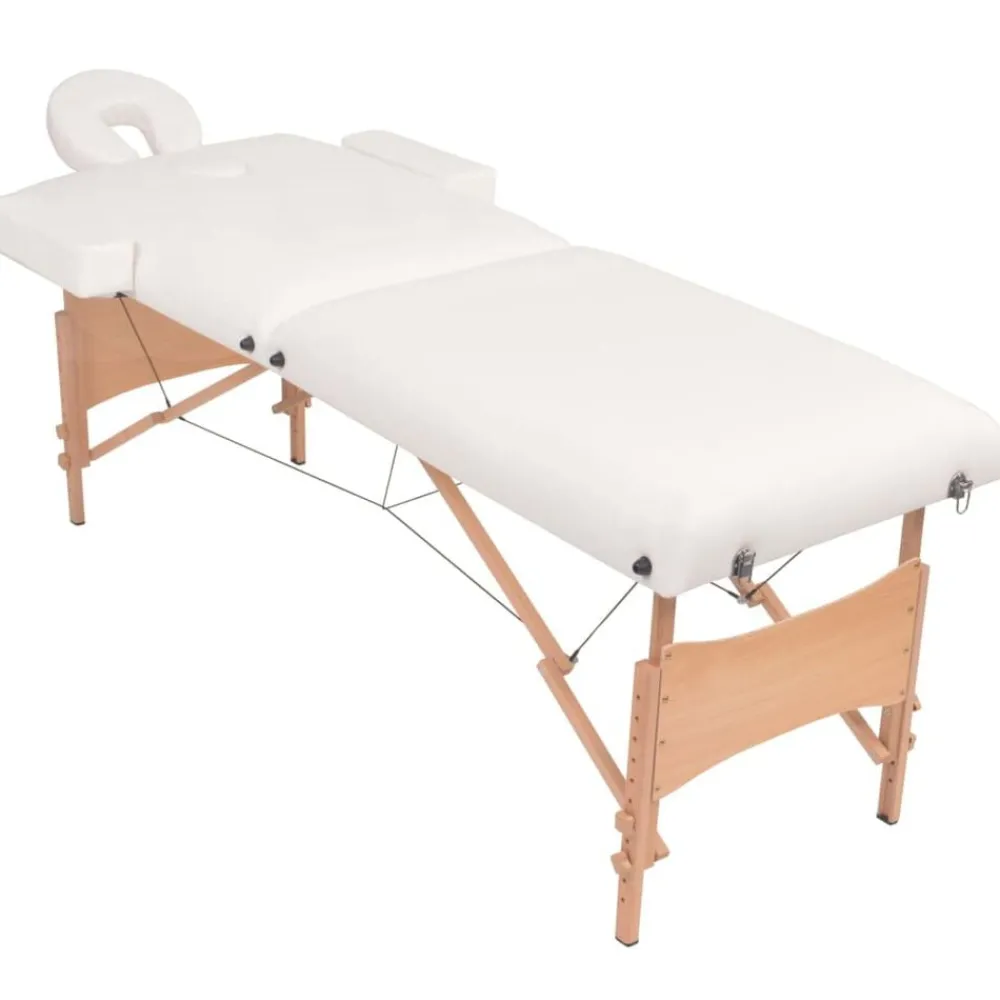Uiterlijk & Gezondheid*vidaXL Massagetafel- en krukset inklapbaar 2 zones 10 cm dik Wit