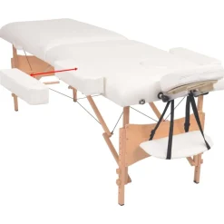 Uiterlijk & Gezondheid*vidaXL Massagetafel- en krukset inklapbaar 2 zones 10 cm dik Wit