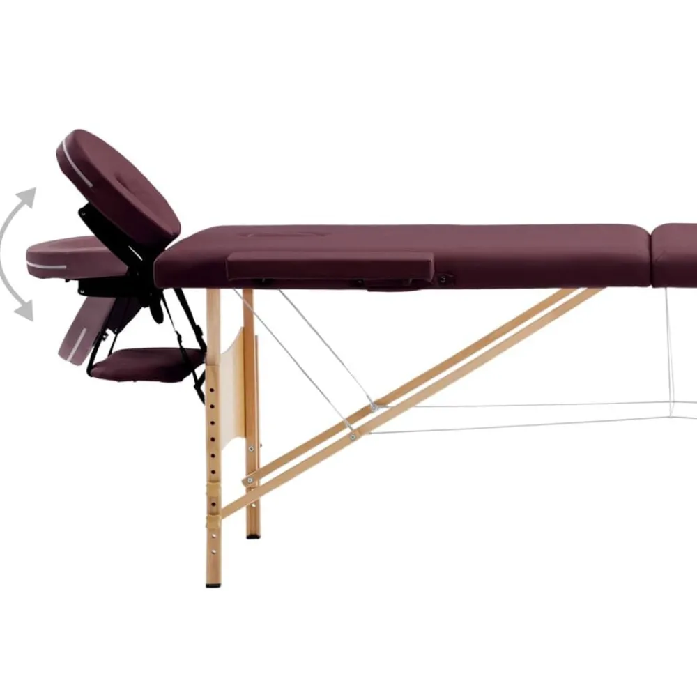 Uiterlijk & Gezondheid*vidaXL Massagetafel inklapbaar 2 zones hout Wijnpaars