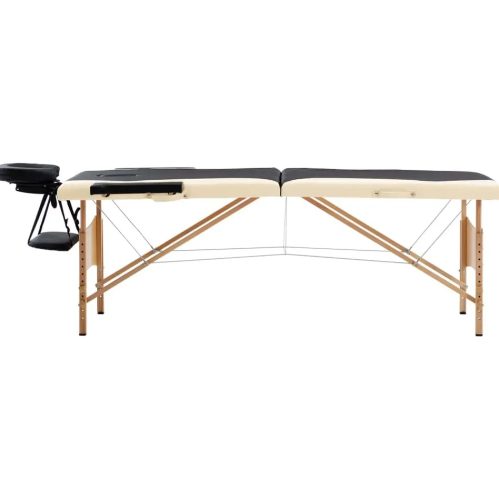 Uiterlijk & Gezondheid*vidaXL Massagetafel inklapbaar 2 zones hout Zwart en beige
