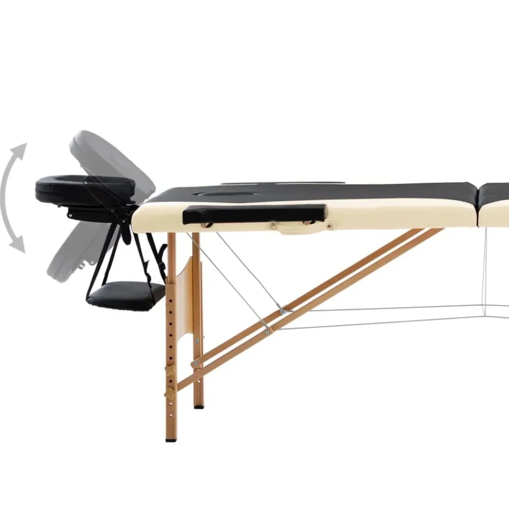 Uiterlijk & Gezondheid*vidaXL Massagetafel inklapbaar 2 zones hout Zwart en beige