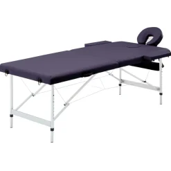 Uiterlijk & Gezondheid*vidaXL Massagetafel inklapbaar 2 zones aluminum Paars
