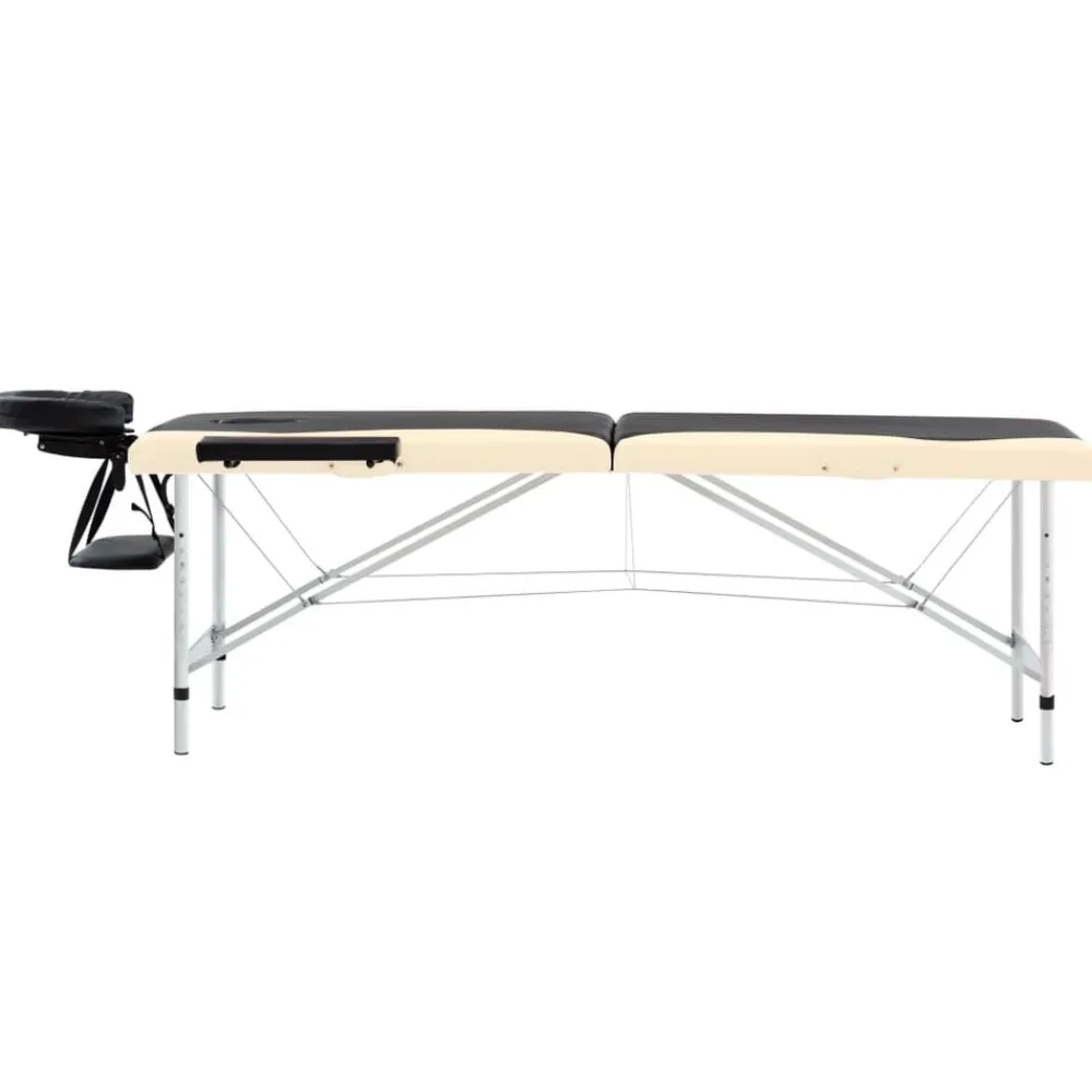 Uiterlijk & Gezondheid*vidaXL Massagetafel inklapbaar 2 zones aluminium Zwart en beige