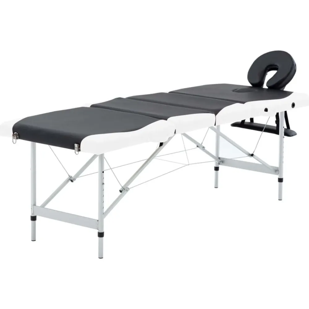 Uiterlijk & Gezondheid*vidaXL Massagetafel inklapbaar 4 zones aluminium Zwart en wit