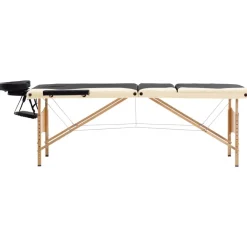 Uiterlijk & Gezondheid*vidaXL Massagetafel inklapbaar 3 zones hout Zwart en beige
