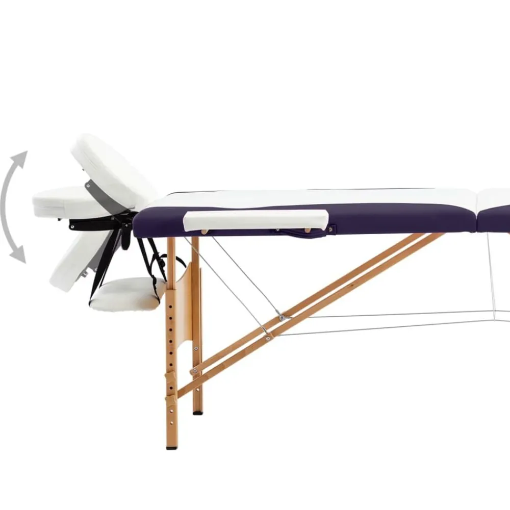 Uiterlijk & Gezondheid*vidaXL Massagetafel inklapbaar 2 zones hout Wit en paars