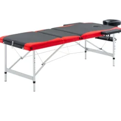 Uiterlijk & Gezondheid*vidaXL Massagetafel inklapbaar 3 zones aluminium Zwart en rood