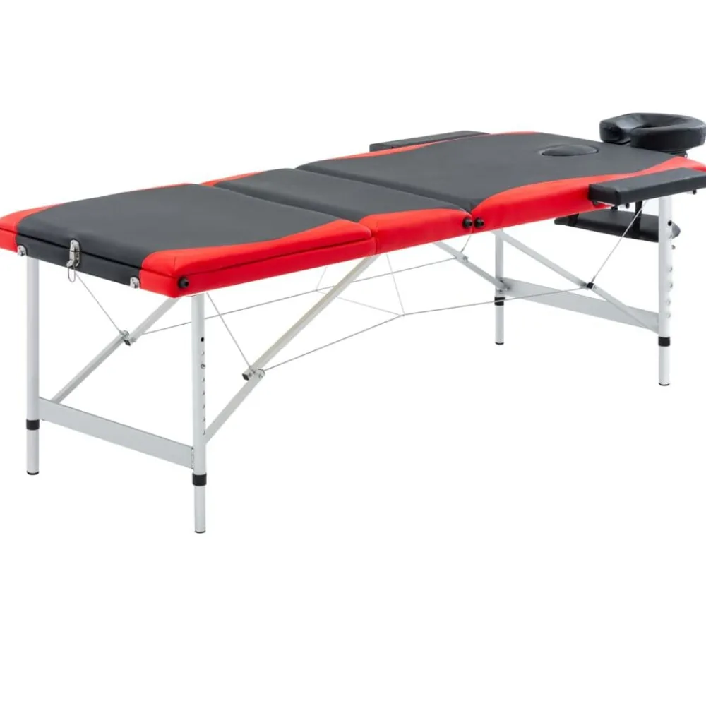 Uiterlijk & Gezondheid*vidaXL Massagetafel inklapbaar 3 zones aluminium Zwart en rood