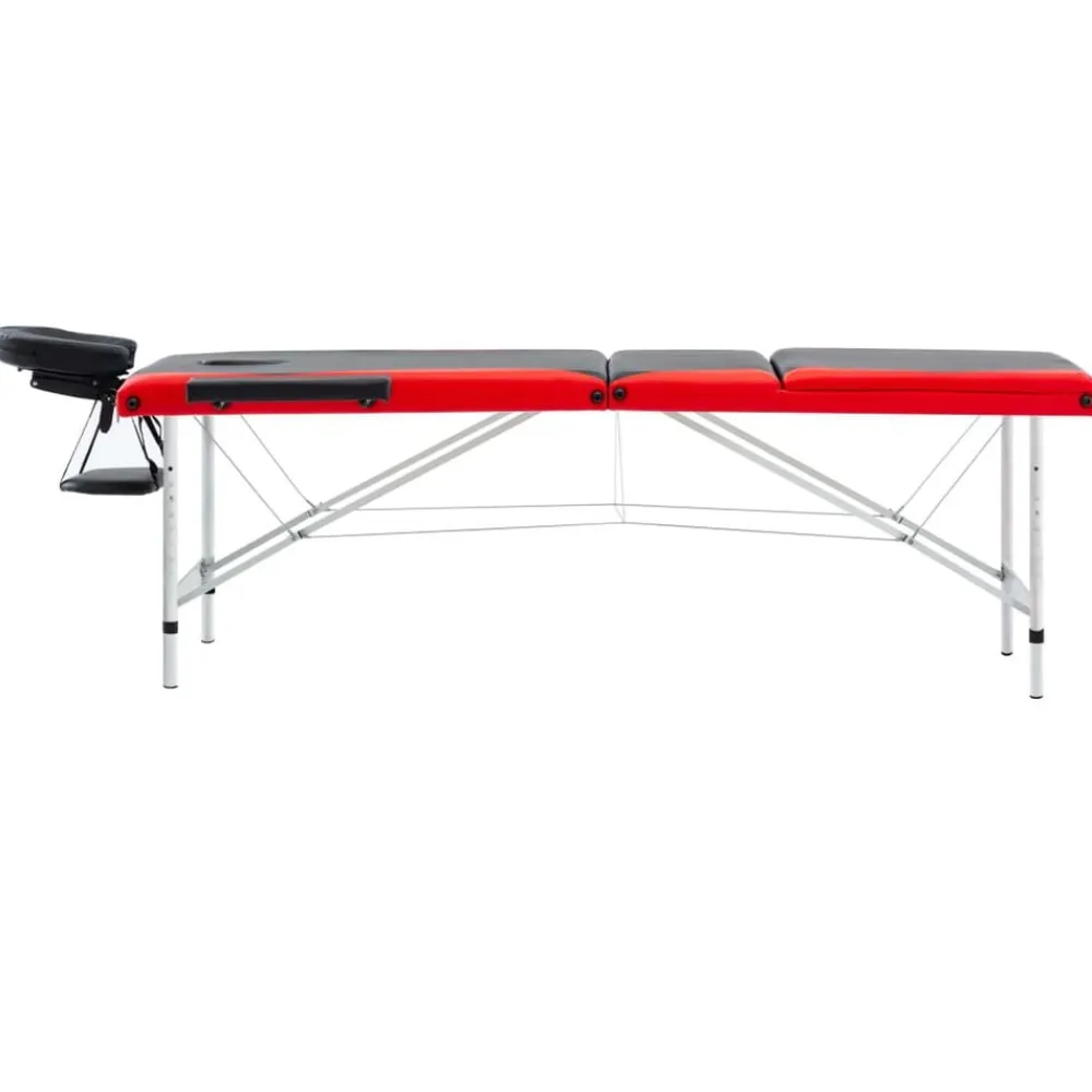 Uiterlijk & Gezondheid*vidaXL Massagetafel inklapbaar 3 zones aluminium Zwart en rood