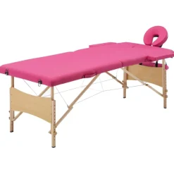 Uiterlijk & Gezondheid*vidaXL Massagetafel inklapbaar 2 zones hout Roze