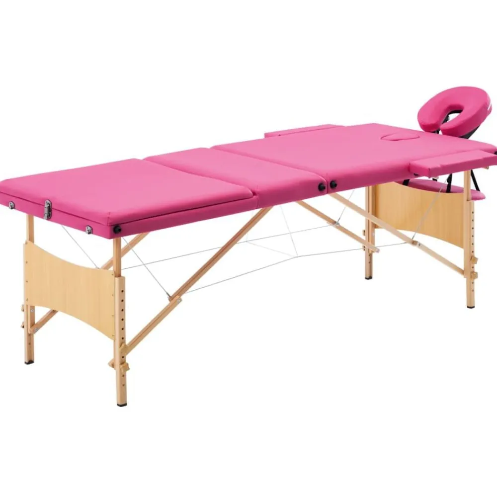 Uiterlijk & Gezondheid*vidaXL Massagetafel inklapbaar 3 zones hout Roze