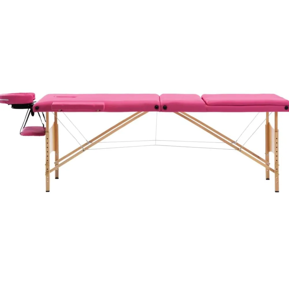 Uiterlijk & Gezondheid*vidaXL Massagetafel inklapbaar 3 zones hout Roze