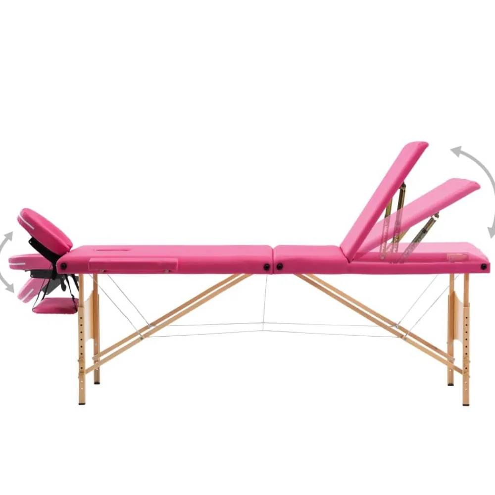 Uiterlijk & Gezondheid*vidaXL Massagetafel inklapbaar 3 zones hout Roze
